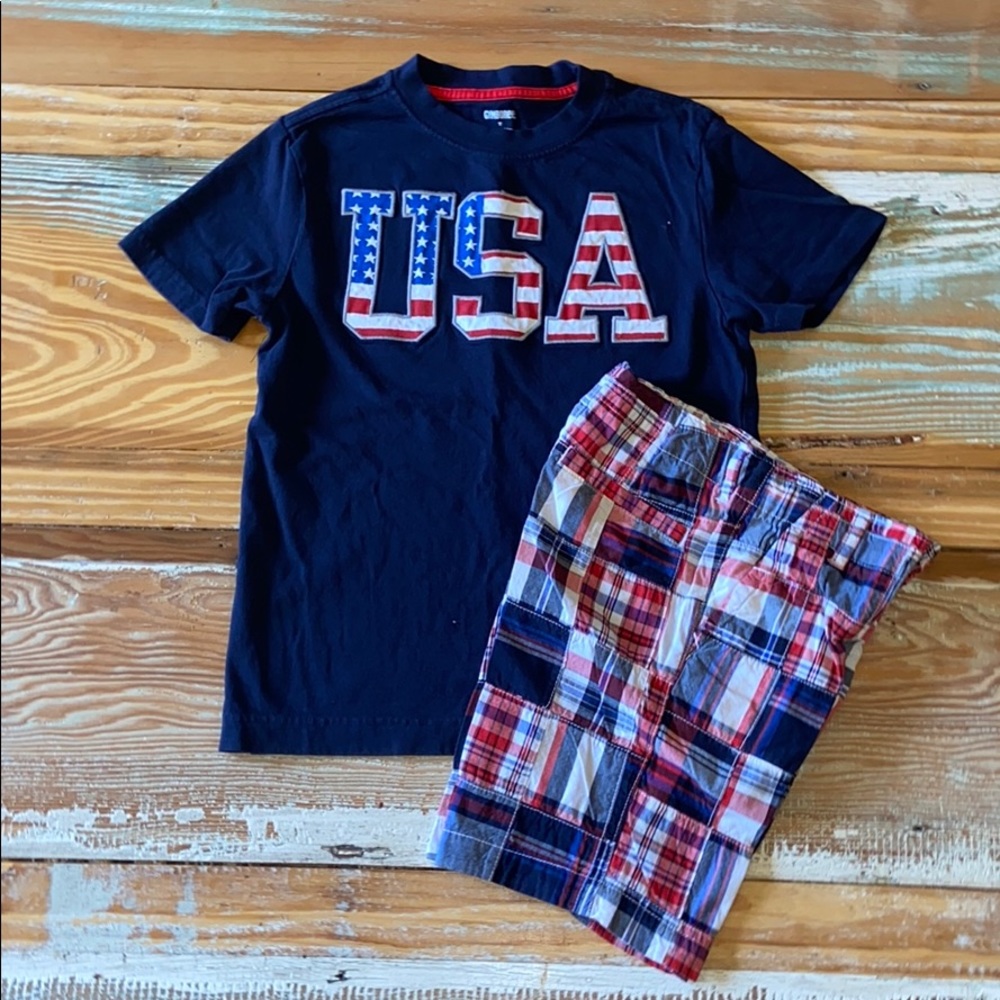 Boys Gymboree USA Matching Outfit shirt & shorts